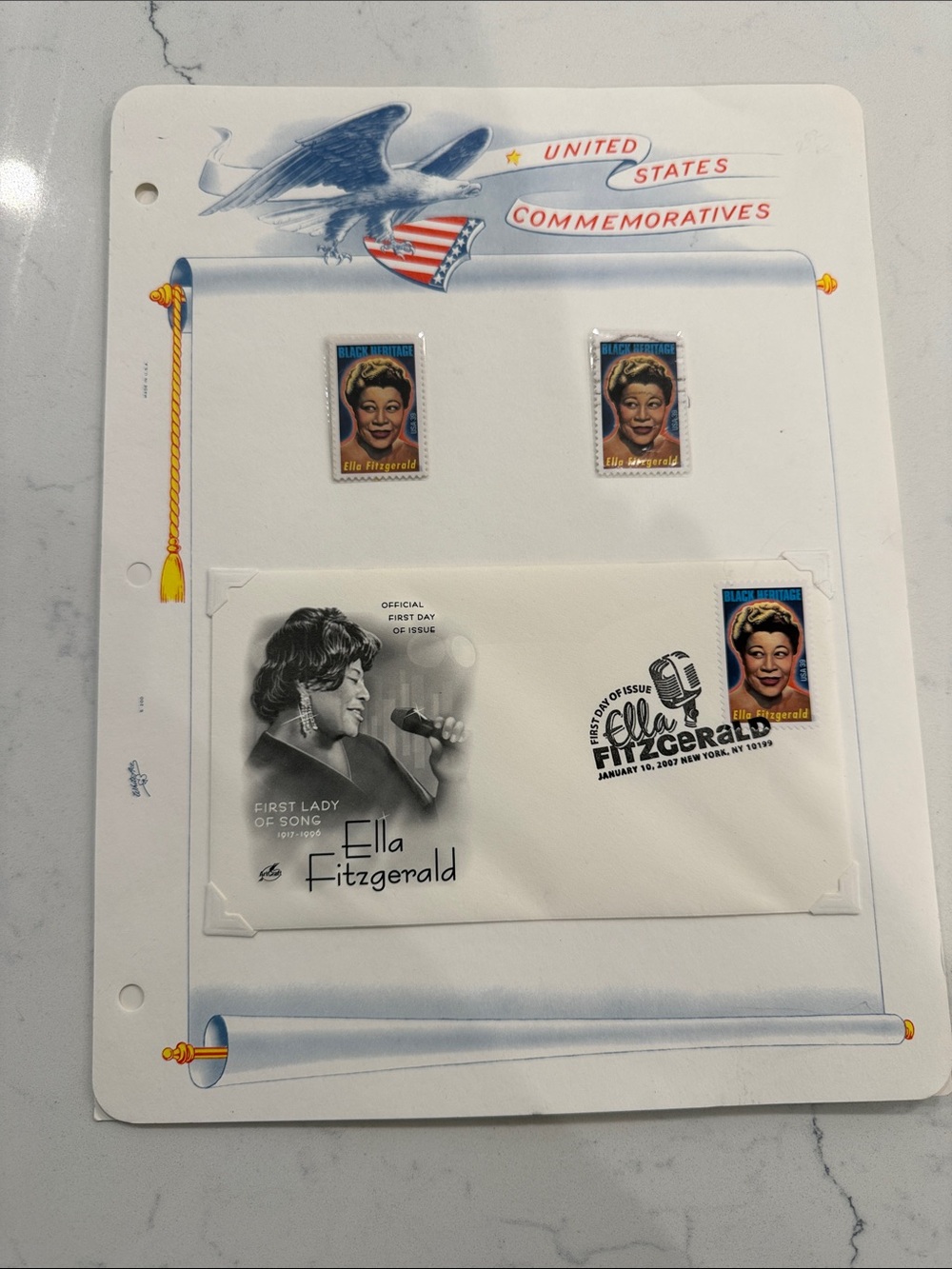 Ella Fitzgerald Commemorative Stamp Sheet with First Day Envelope